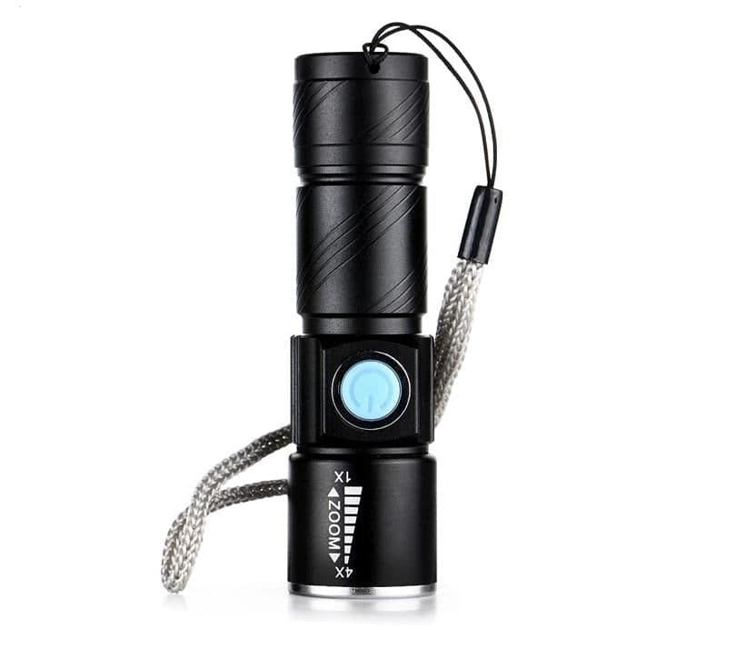 Mini USB Rechargeable Flashlight Multifunctional Torch Waterproof IPX6 for Outdoor Night Riding/Camping/Emergency - Black