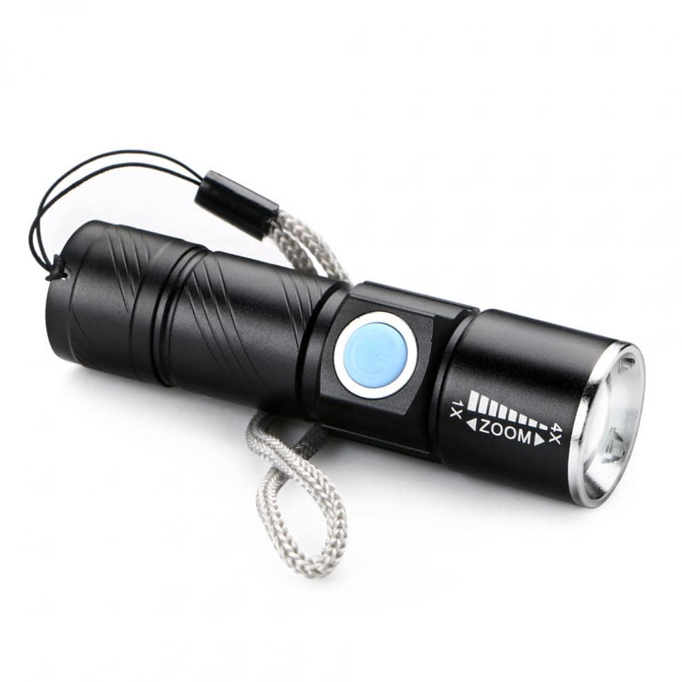 Mini USB Rechargeable Flashlight Multifunctional Torch Waterproof IPX6 for Outdoor Night Riding/Camping/Emergency - Black