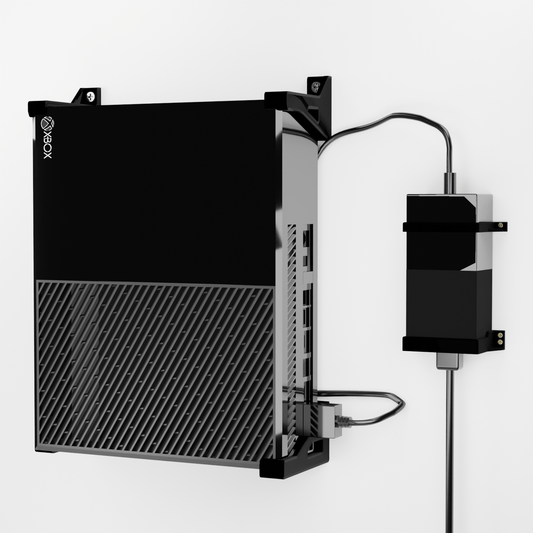 Xbox One Original Konsolen Wandhalterung Kit mit Netzteil Adapter Kabel Halterung (Set aus 4 & 2) - Schwarz
