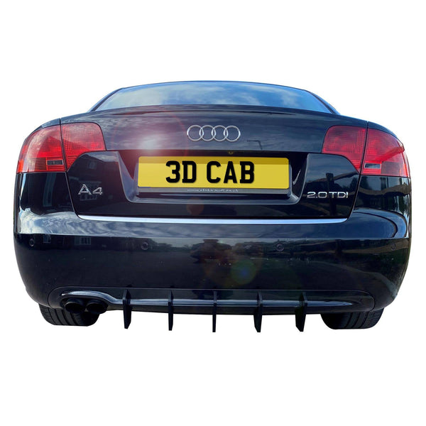 A4 S-Line B7 Rear Diffuser Kit (5 Fin) - Black