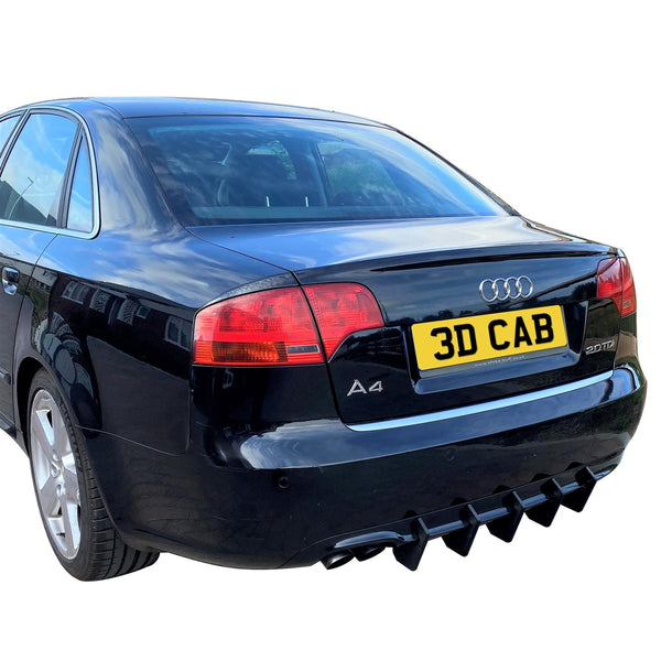 A4 S-Line B7 Rear Diffuser Kit (5 Fin) - Black