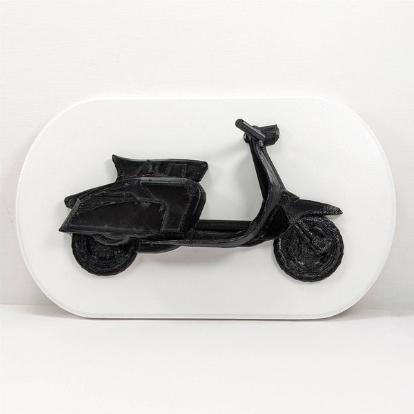 Moped Scooter Wall Art Plaque Display Mounted - White and Black