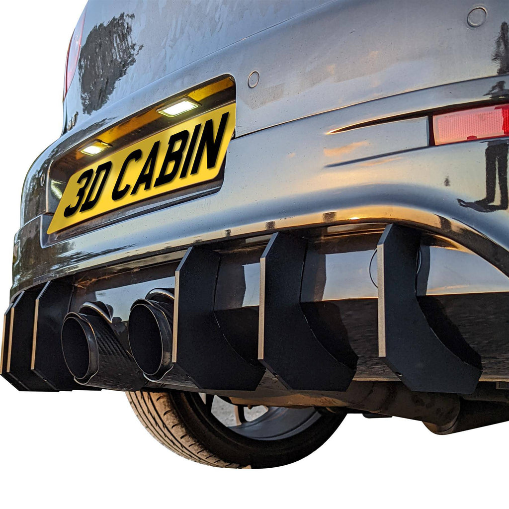 R32 Golf Mk5 Rear Diffuser Kit (6 Fin) - Black | 3DCabin