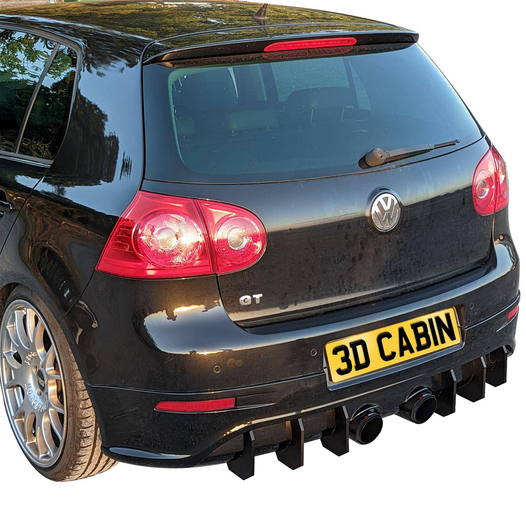 R32 Golf Mk5 Rear Diffuser Kit (6 Fin) - Black | 3DCabin
