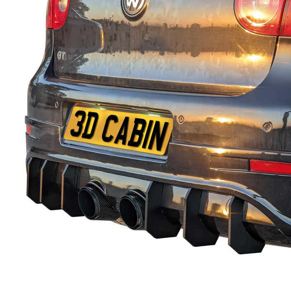 R32 Golf Mk5 Rear Diffuser Kit (6 Fin) - Black