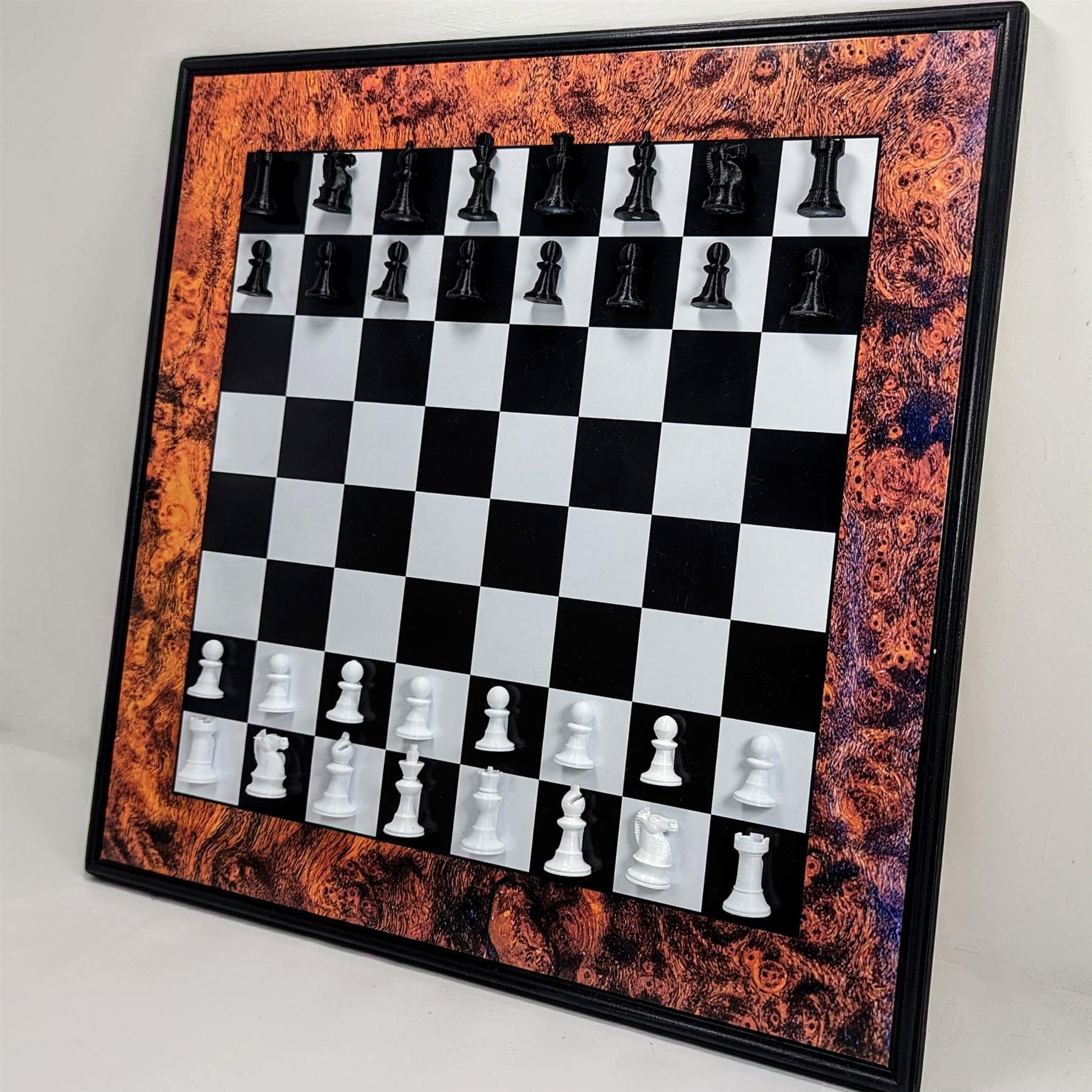 Vertical Chess Board Wall Set Or Table Magnetic - Burr Walnut Look
