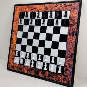 Vertical Chess Board Wall Set Or Table Magnetic - Burr Walnut Look