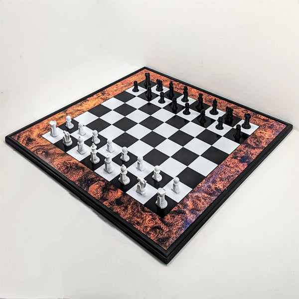 Vertical Chess Board Wall Set Or Table Magnetic - Burr Walnut Look