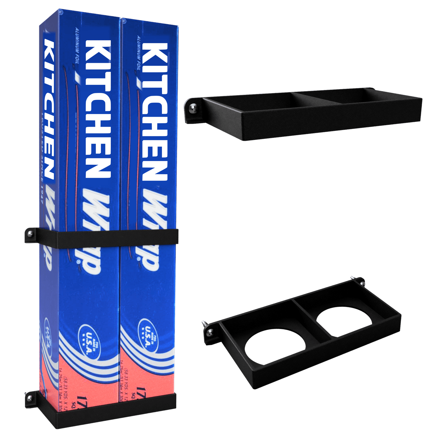 Tin Foil / Cling Film / Grease Proof Paper Mount Bracket Holder Organiser For Kitchen Cupboard Storage EXTRA LARGE