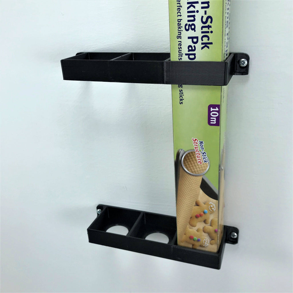 Tin Foil Cling Film Grease Proof Paper Mount Bracket Holder Organiser For Kitchen Cupboard Storage Vertical Mount 3DCabin