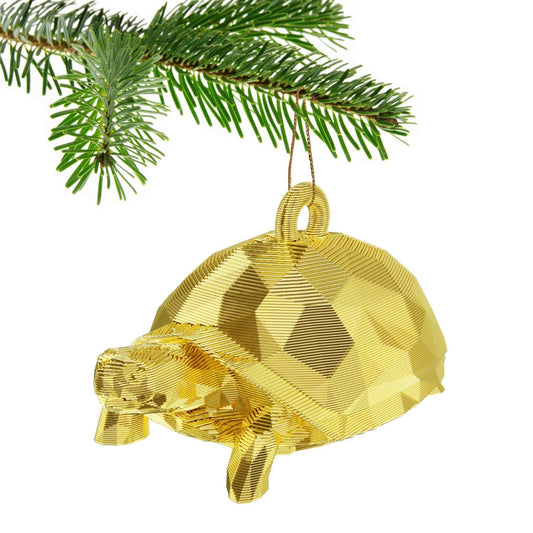 Schildkröten-Weihnachtsbaumkugel-Dekoration für Weihnachten, X-Mas, Noel (Gold)