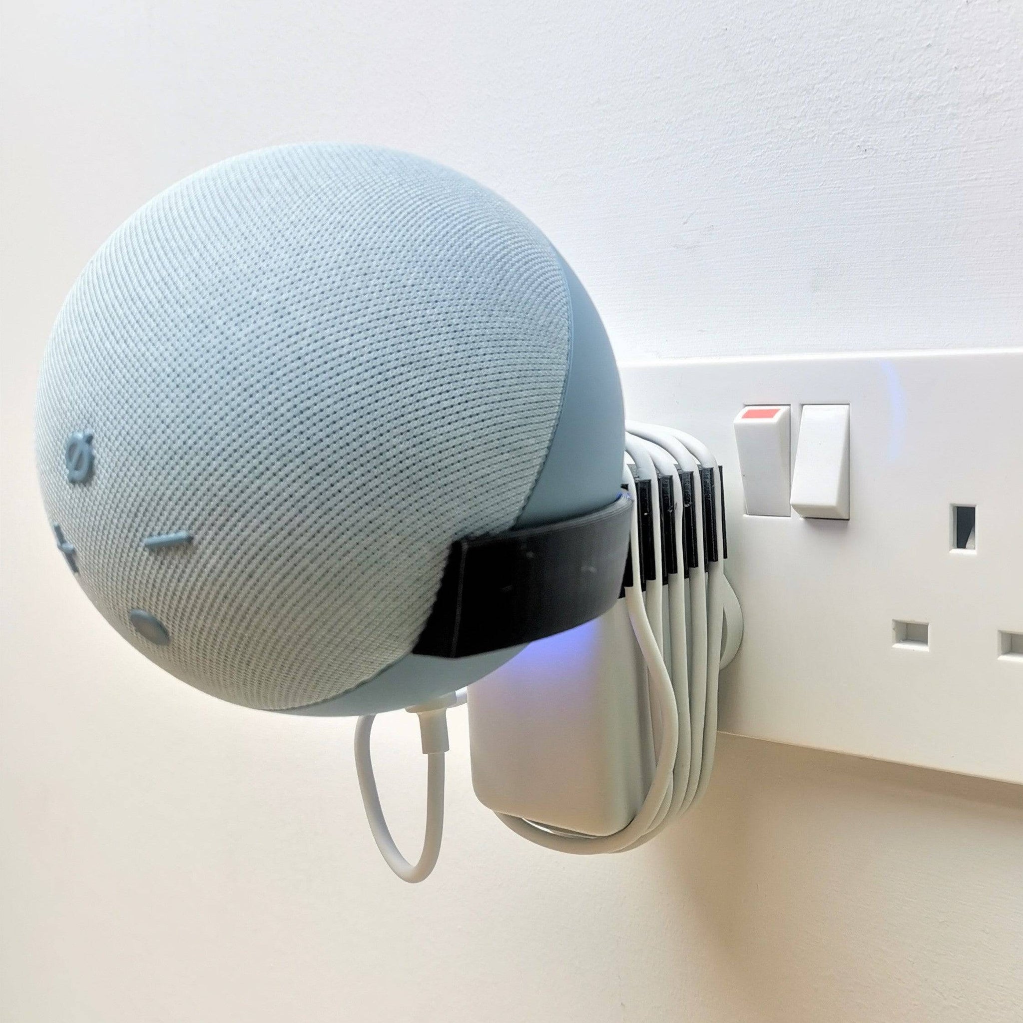 Echo Dot 4th Generation Plug Mount Plug Bracket (3pin UK) With Cable Management