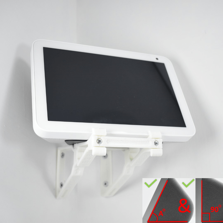 Echo Show 8 Corner Wall Mount Corner Wall Bracket Adjustable Tilt Multi Function - Upright & Angled