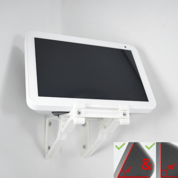 Echo Show 8 Corner Wall Mount Corner Wall Bracket Adjustable Tilt Multi Function - Upright & Angled