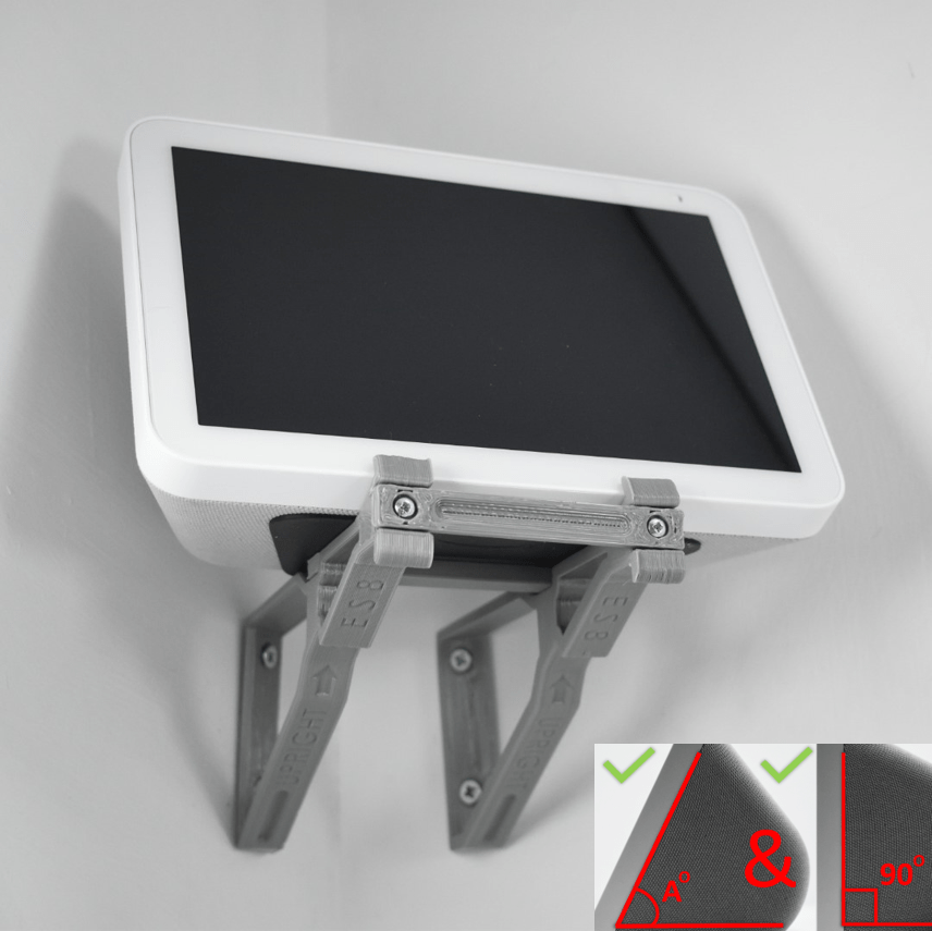 Echo Show 8 Corner Wall Mount Corner Wall Bracket Adjustable Tilt Multi Function - Upright & Angled