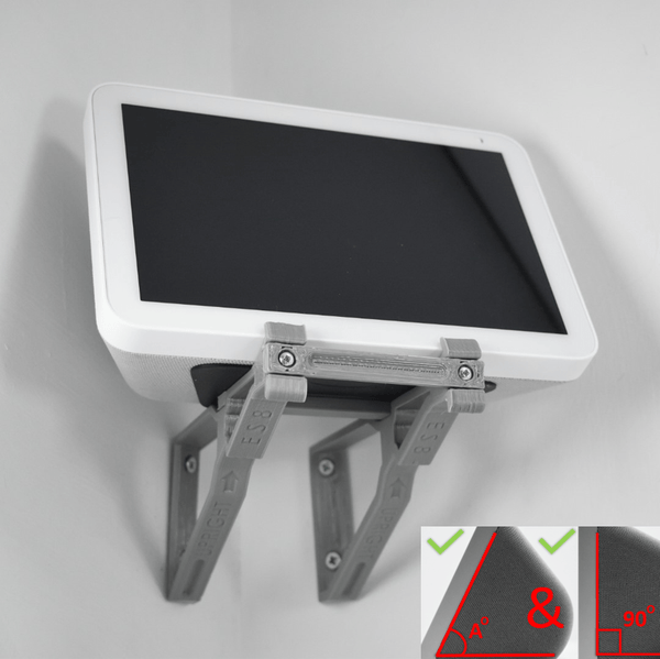 Echo Show 8 Corner Wall Mount Corner Wall Bracket Adjustable Tilt Multi Function - Upright & Angled