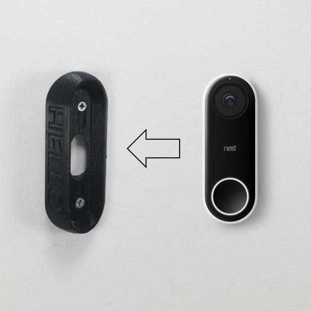 Hello Door Bell 45 Degree Angle Spacer / Wall Mount / Bracket / Camera Director For Nest: (Black)