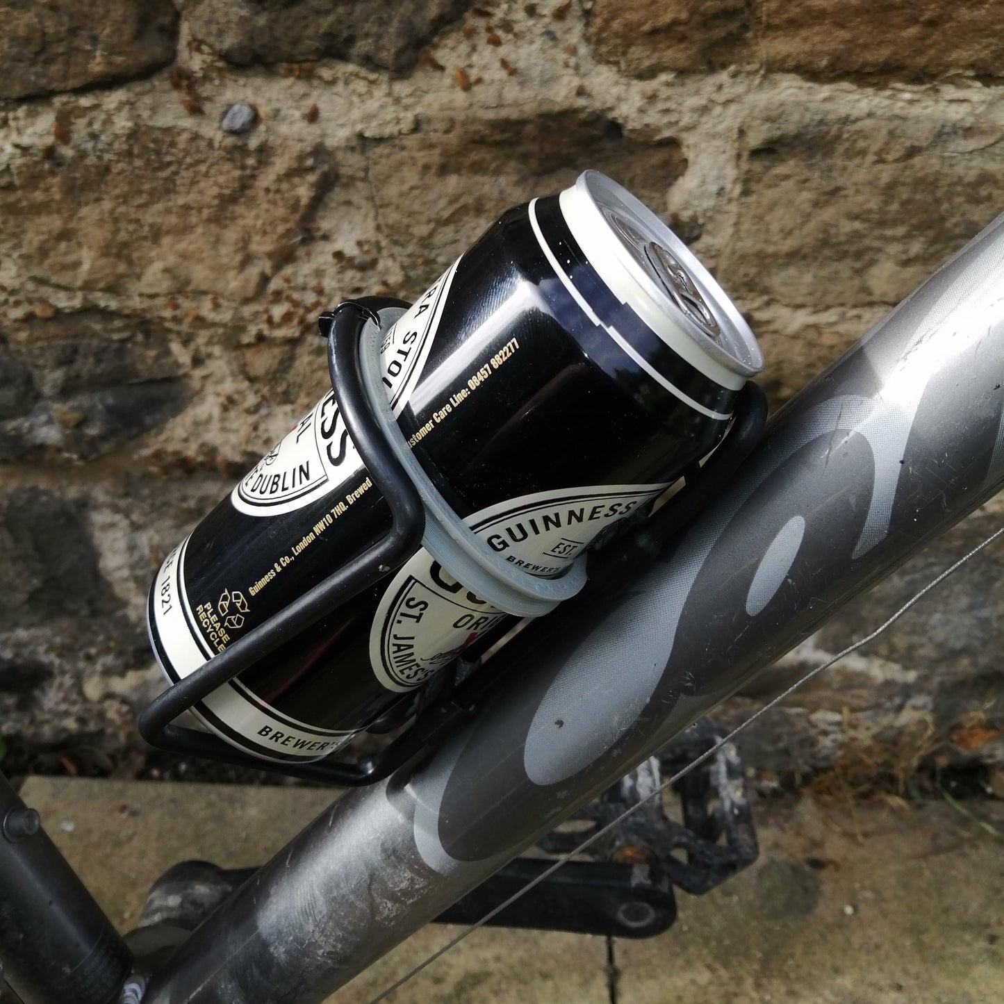 Bike Bottle Holder Adapter : Holds Standard Water Bottles & Cans When Needed