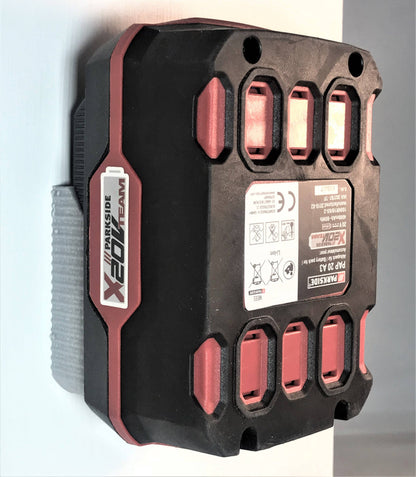 Parkside X 20V Compatible Battery Holder/Bracket Ideal For Wall Or Shelf Mounting
