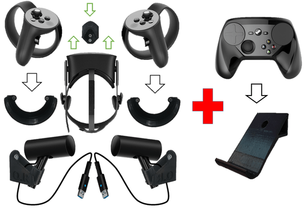 Wall Mount / Bracket Set For Oculus Rift : Sensor, Touch, Headset Black