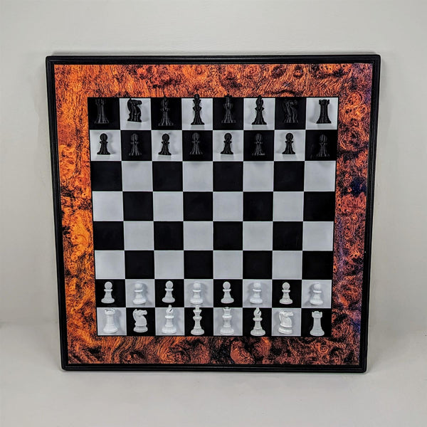 Vertical Chess Board Wall Set Or Table Magnetic - Burr Walnut Look