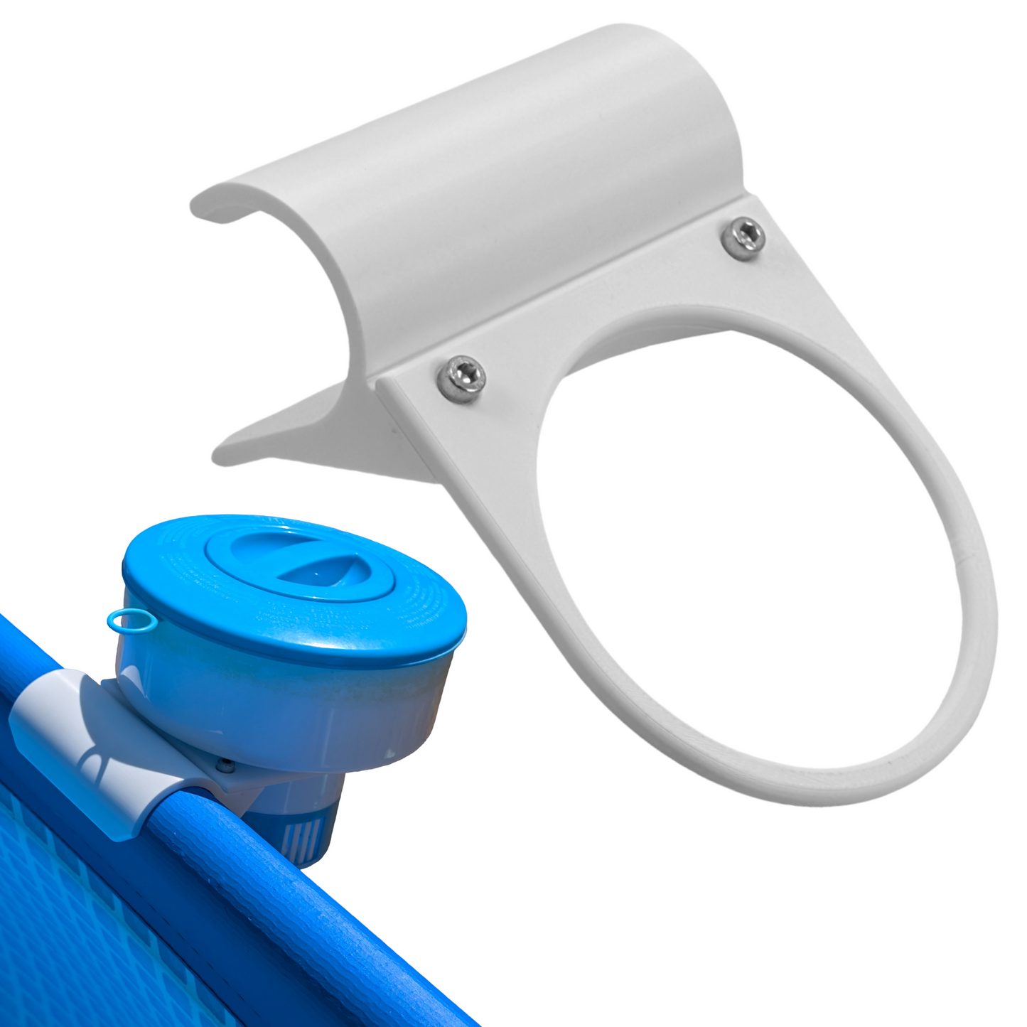 Floating Chlorine Dispenser Holder for Round Above Ground Pool Rails