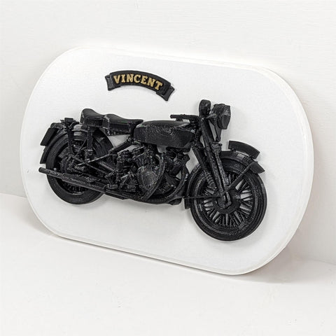 Black Shadow Motorbike 1950 Wall Art Plaque Display Mounted - White and Black