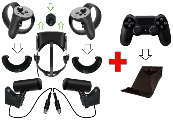Wall Mount / Bracket Set For Oculus Rift : Sensor, Touch, Headset Black