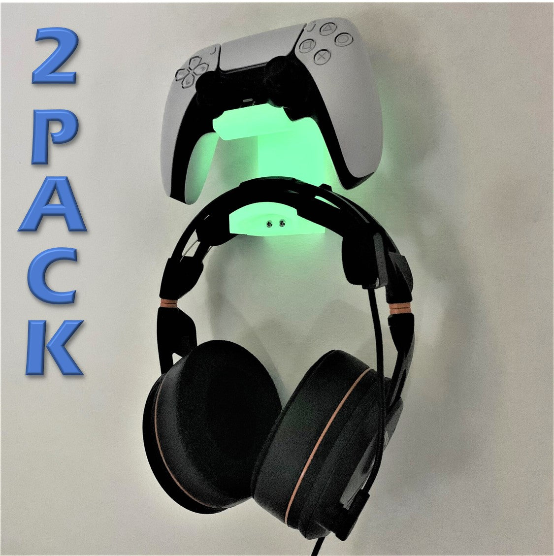 3D Cabin PS5 Controller & Headphone Wall Mount Wall Bracket Holder (2 Pack) For Play Station 5 Digital Or Disc DualSense - Various Colours - 3DCabin