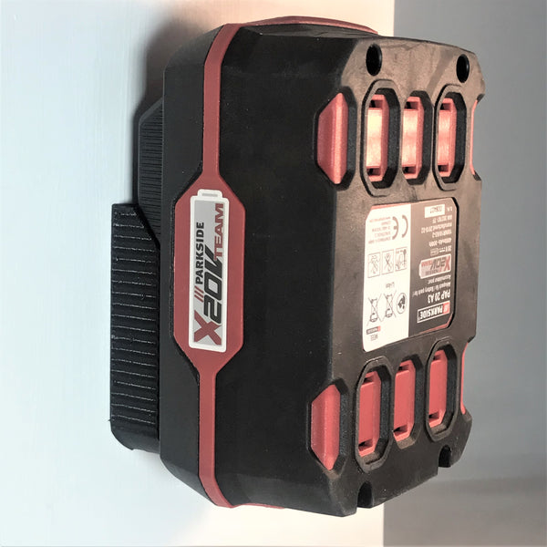 Parkside X 20V Compatible Battery Holder/Bracket Ideal For Wall Or Shelf Mounting