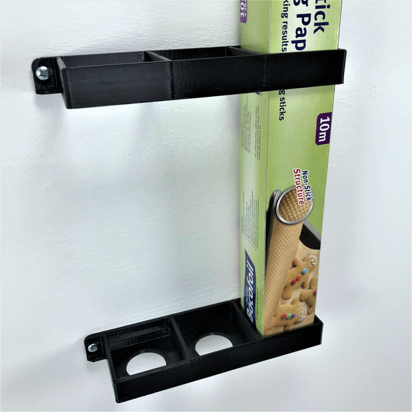 Tin Foil / Cling Film / Grease Proof Paper Mount Bracket Holder Organiser For Kitchen Cupboard Storage Vertical Mount