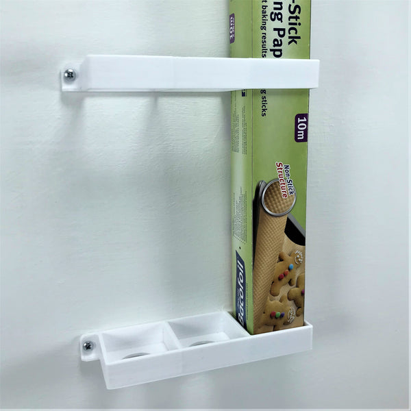 Tin Foil / Cling Film / Grease Proof Paper Mount Bracket Holder Organiser For Kitchen Cupboard Storage Vertical Mount