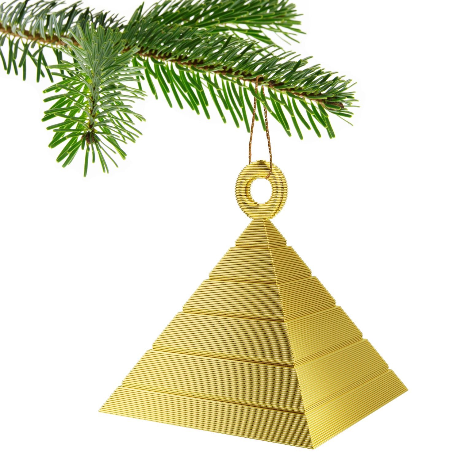 Pyramid Christmas Tree Bauble Decoration Ornament For Christmas Xmas Noel (Gold)
